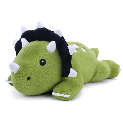 SQEQE weighted triceratops stuffed animal isolated on a plain background in a full product view