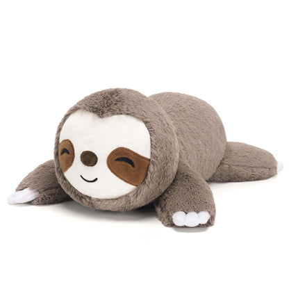 SQEQE weighted sloth stuffed animal isolated in a low resting product view on a plain background