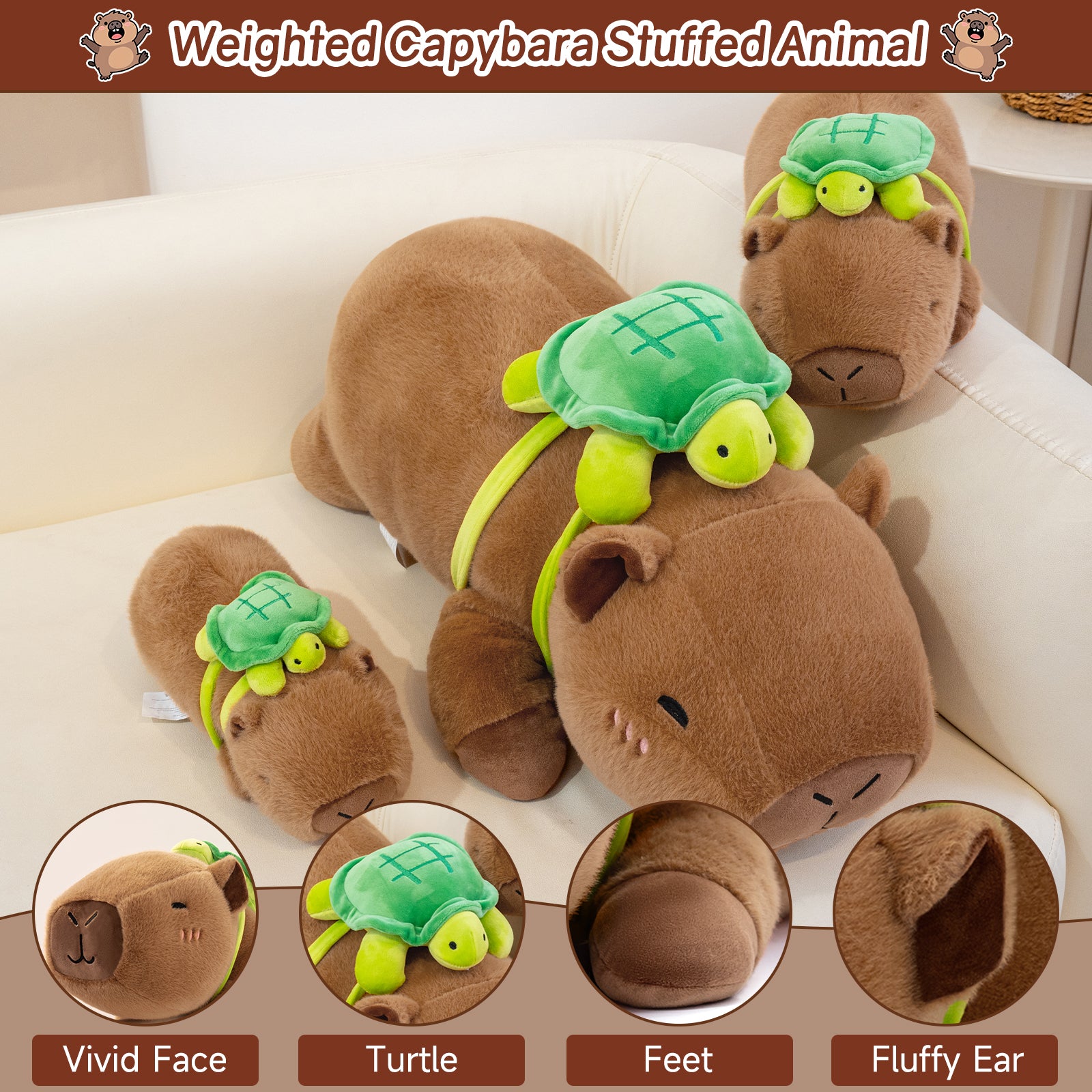 SQEQE Weighted Stuffed Animals Capybara Plush
