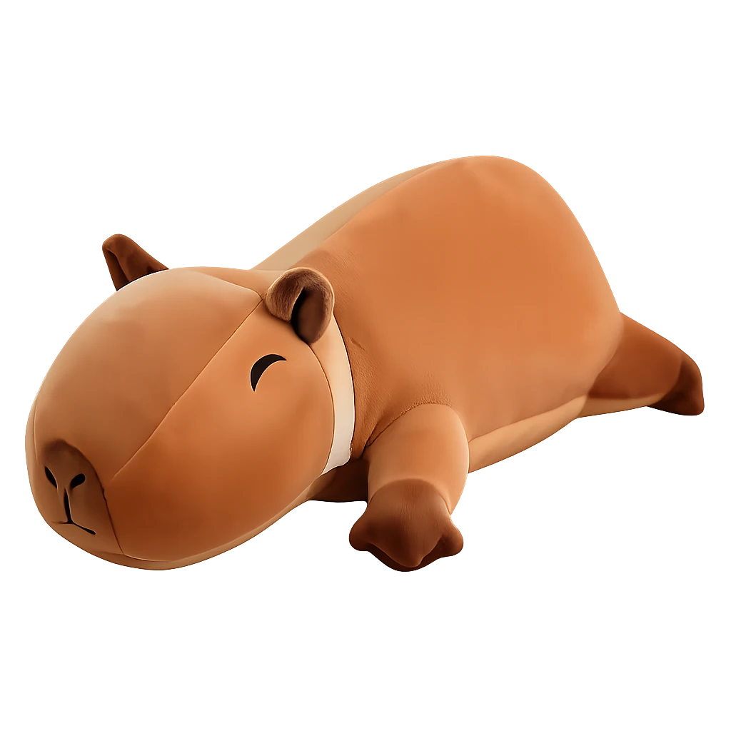SQEQE Brown capybara stuffed animal displayed alone in a full product view
