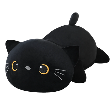Black cat plush toy presented individually on a transparent background