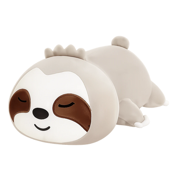 Beige sloth stuffed animal presented alone in a full catalog view