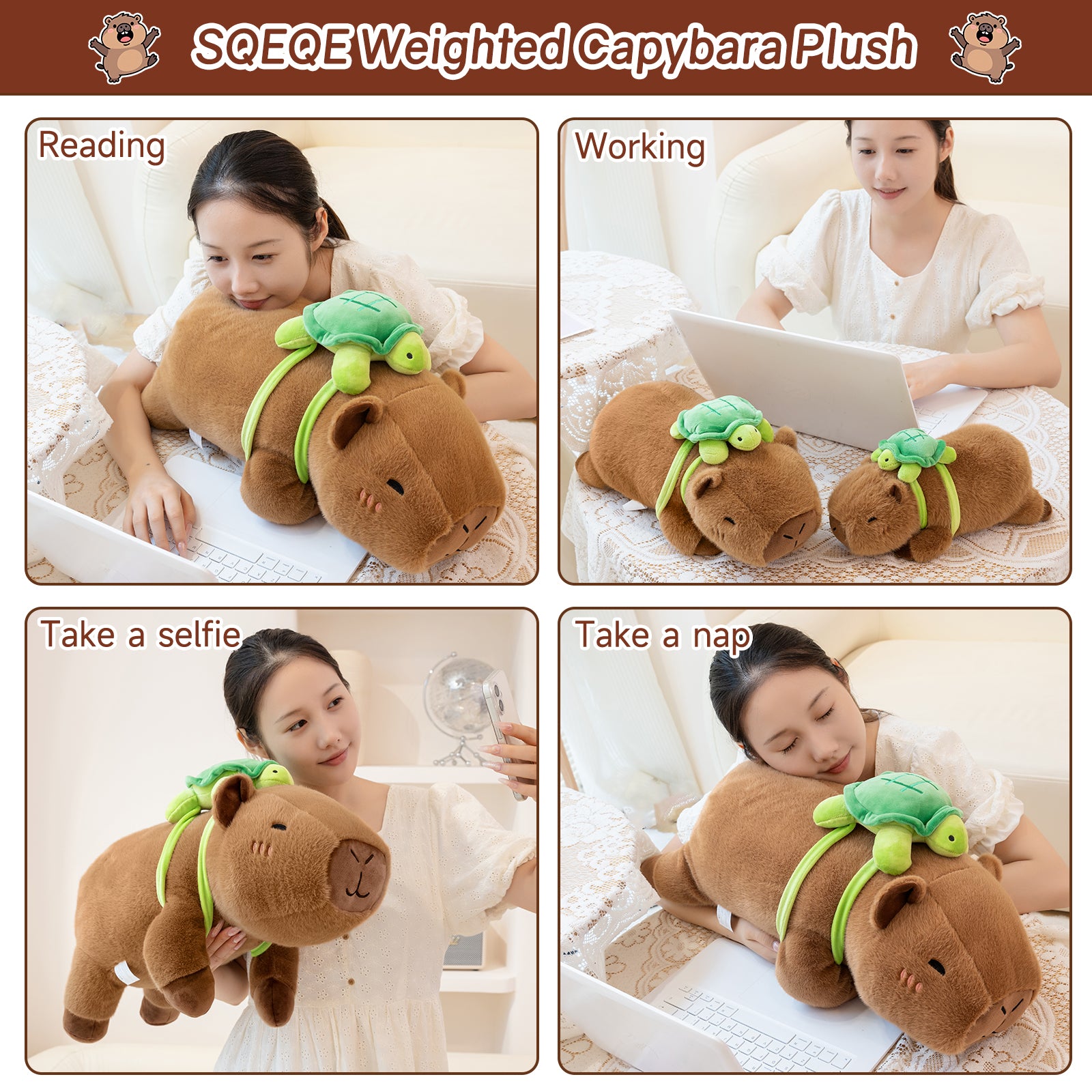 SQEQE Weighted Stuffed Animals Capybara Plush