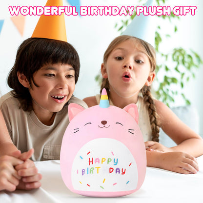 SQEQE birthday cat plush pillow shown in a second product detail layout