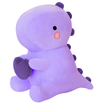 SQEQE dinosaur plush pillow shown in a branded studio product display