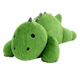 SQEQE Front view of a green stegosaurus plush toy in a full product display