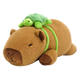 SQEQE brown capybara stuffed animal with a turtle plush displayed on top