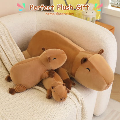 SQEQE capybara stuffed animal arranged in multiple sizes as home decor