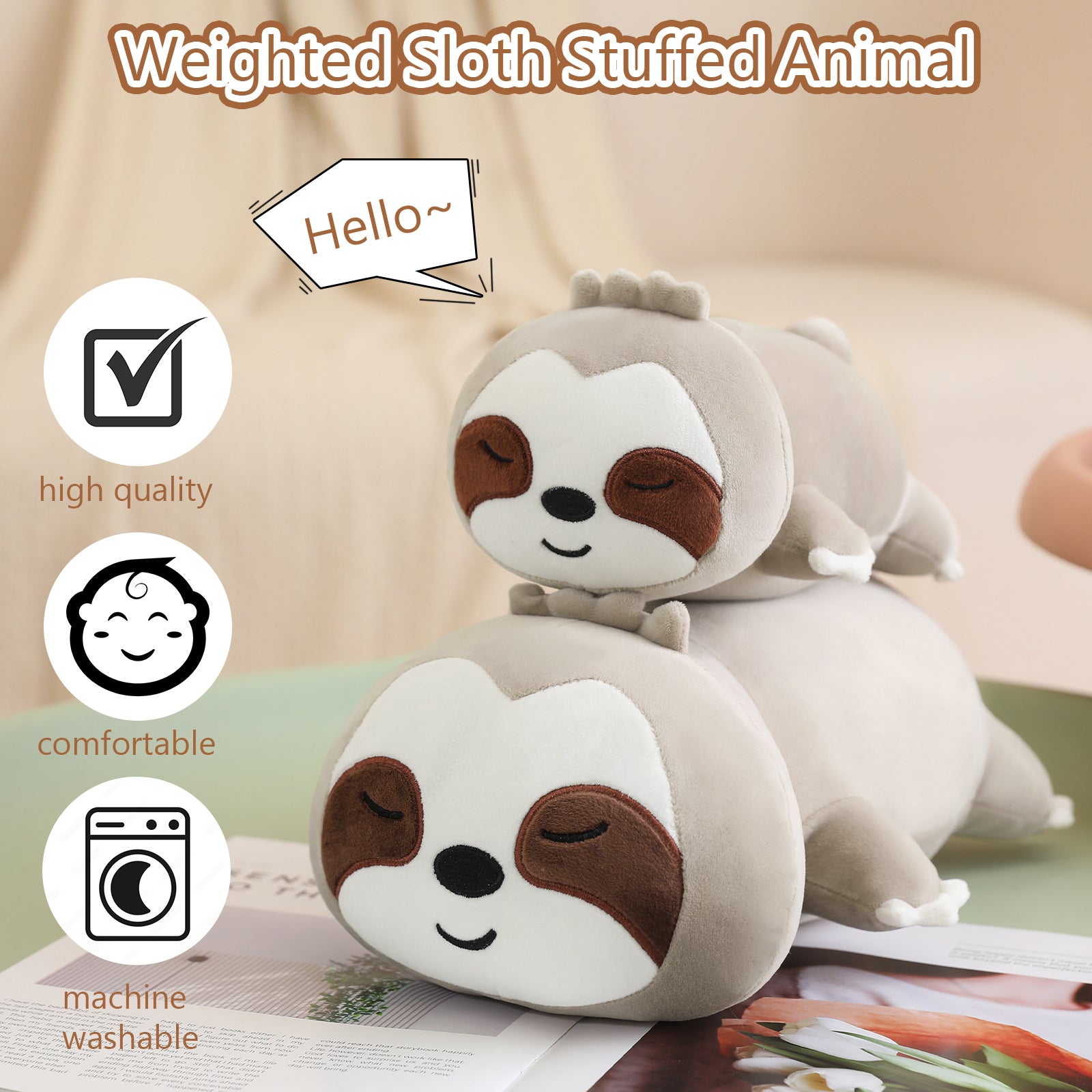 SQEQE Weighted Sloth Plush