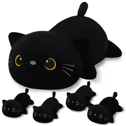 SQEQE cat stuffed animal with babies displayed with four baby cat plush toys on a plain background