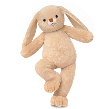 SQEQE giant bunny stuffed animal shown in a branded studio product display