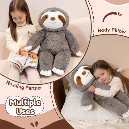 SQEQE giant sloth stuffed animal used for reading and resting in bedroom scenes