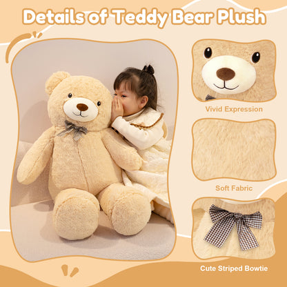 SQEQE giant teddy bear stuffed animal featured in a plush fabric and construction guide