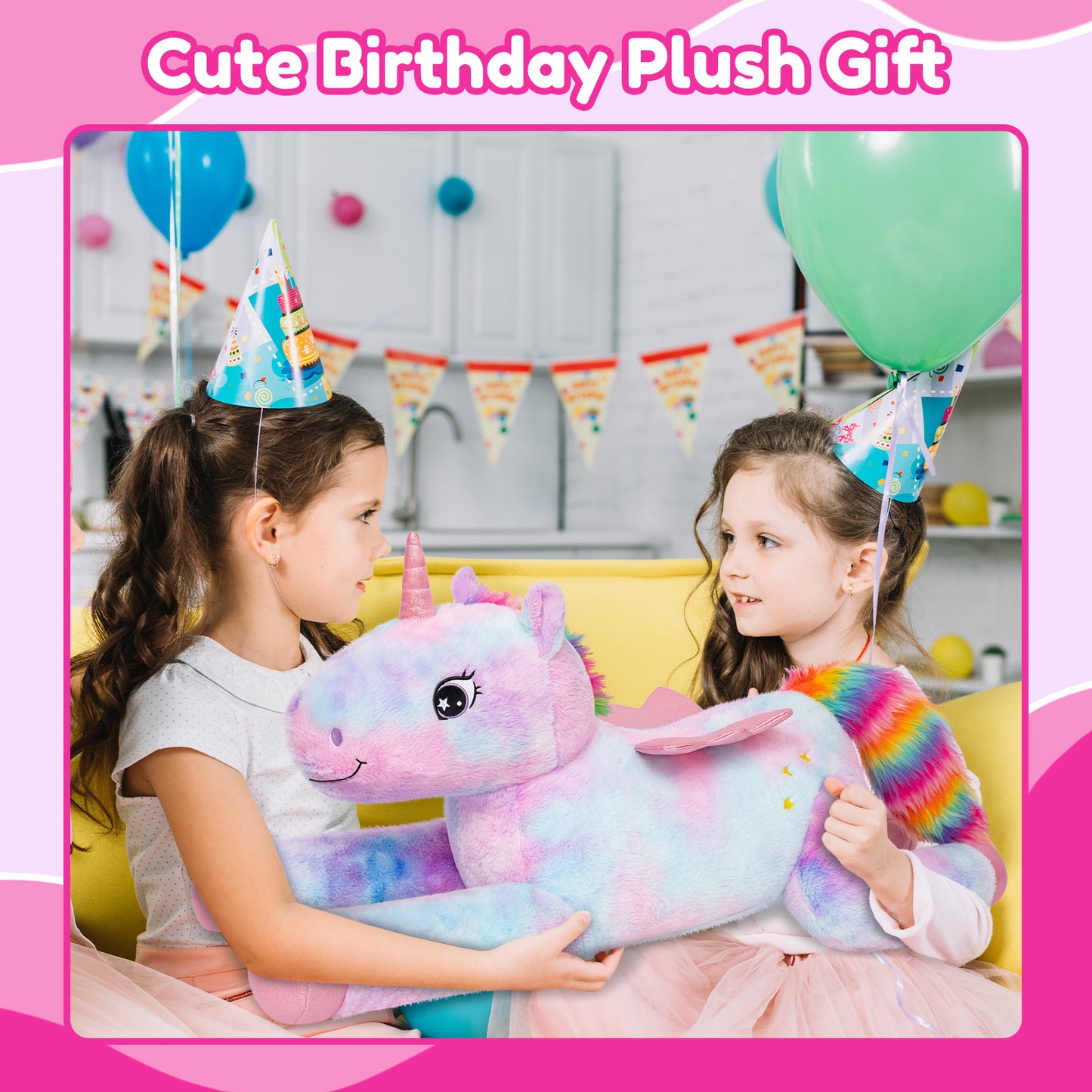SQEQE giant unicorn plush pillow shared during a Christmas gift moment
