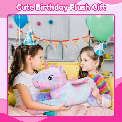 SQEQE giant unicorn plush pillow shared during a Christmas gift moment
