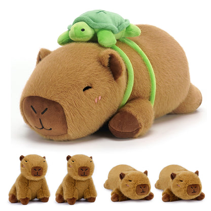 SQEQE weighted capybara stuffed animal hugged by a child at bedtime