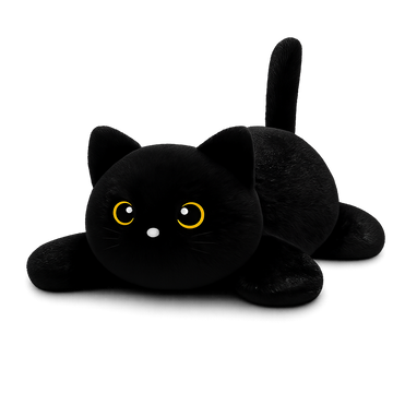 Black cat stuffed animal shown individually in a full product view