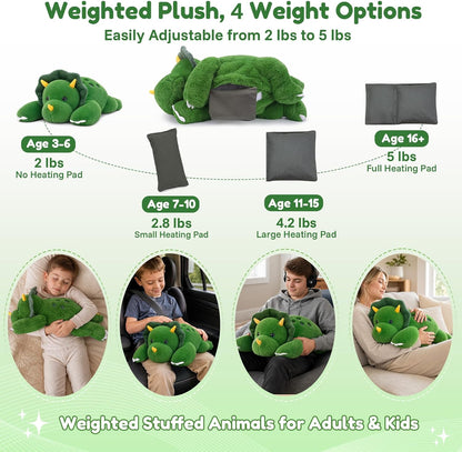 SQEQE Triceratops weighted stuffed animal - four adjustable weight settings and removable insert