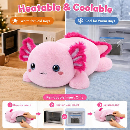 SQEQE Axolotl weighted stuffed animal - removable insert for warming or cooling