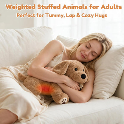 SQEQE Labrador weighted stuffed animal - adult lap and cuddle scene