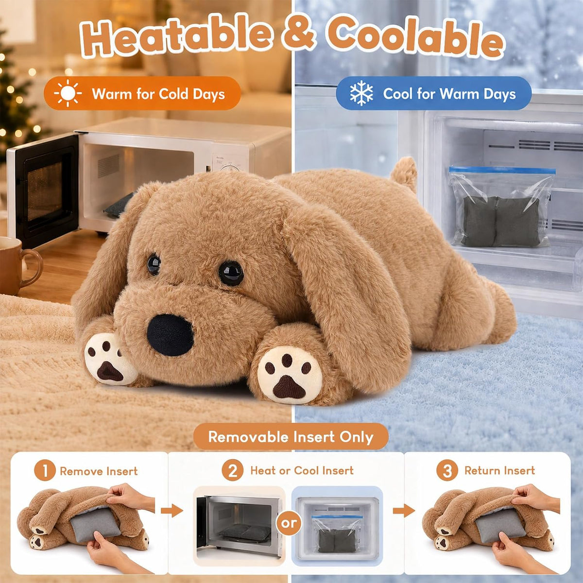 SQEQE Labrador weighted stuffed animal - removable insert for warming or cooling
