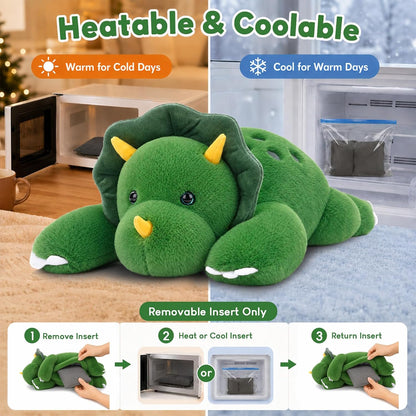 SQEQE Triceratops weighted stuffed animal - removable insert for warming or cooling