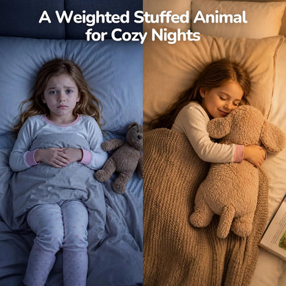 SQEQE Labrador Weighted Stuffed Animal — evening cuddle scene