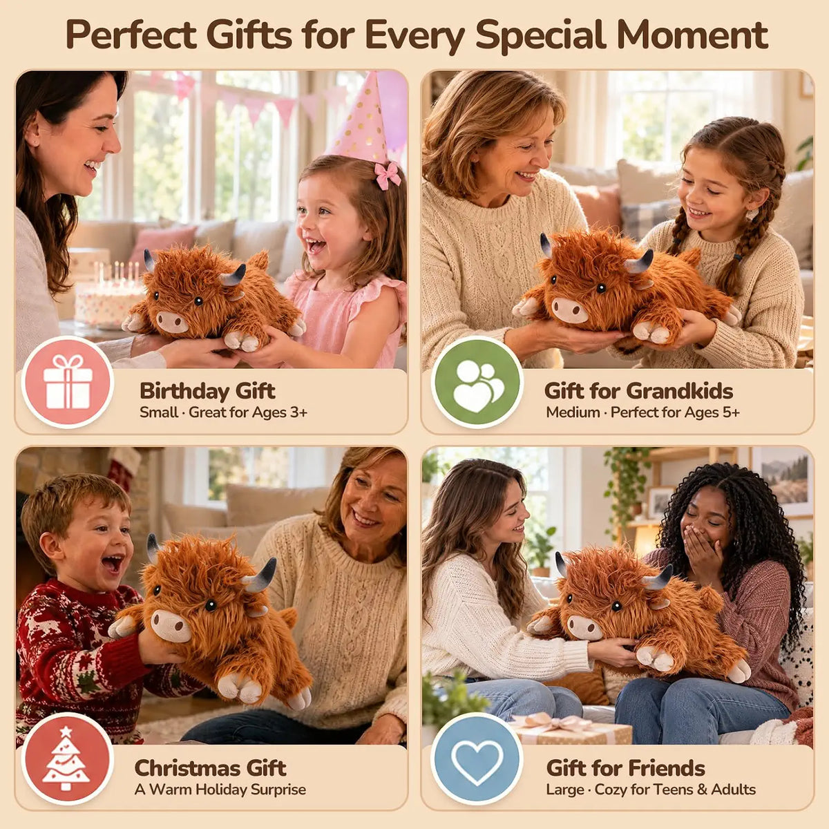 SQEQE Highland Cow Weighted Stuffed Animal — gift occasions
