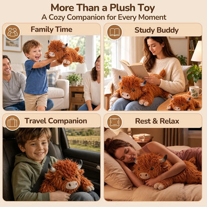 SQEQE Highland Cow Weighted Stuffed Animal — everyday use scenes
