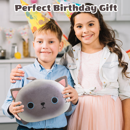 SQEQE Siamese cat stuffed animal with babies held by children during a birthday celebration