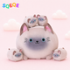 SQEQE Siamese cat stuffed animal with babies shown in a branded plush family set display