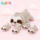 SQEQE sloth stuffed animal with babies shown in a branded plush family set display