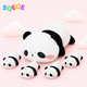 SQEQE panda stuffed animal with babies shown in a second branded plush family studio display