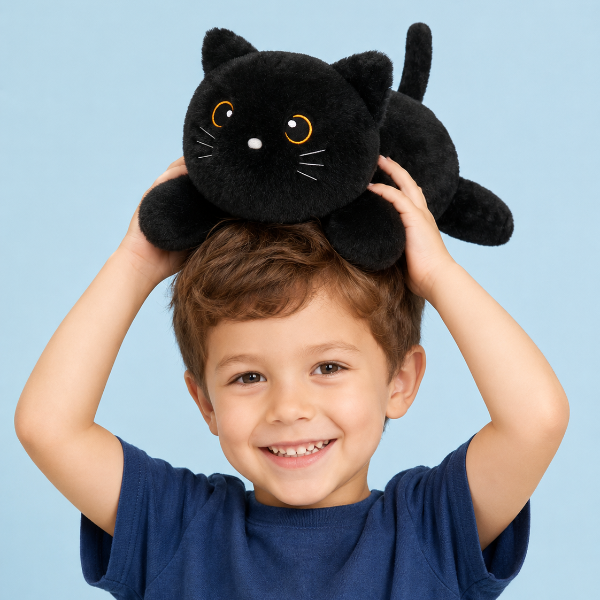 SQEQE Weighted Black Cat Plush